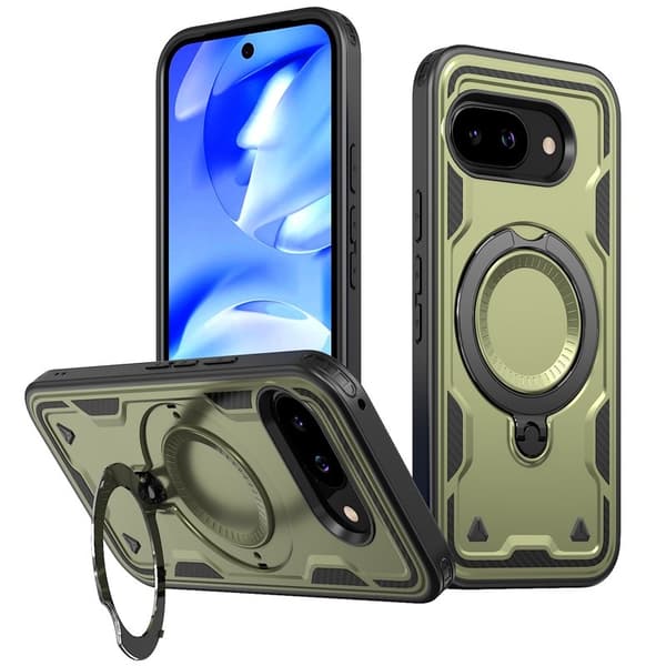 Mobilskal till Google Pixel 9a Plast Militärskydd Kickstand - Olivgrön