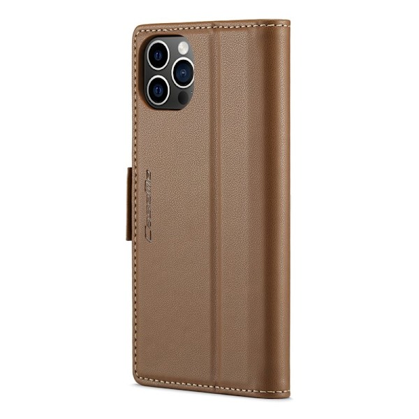 CASEME iPhone 12 Pro Max Plånboksfodral Konstläder RFID-Skydd Brun