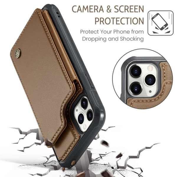 CASEME C22 Mobilskal till iPhone 11 Pro Max Läder med RFID - Brun