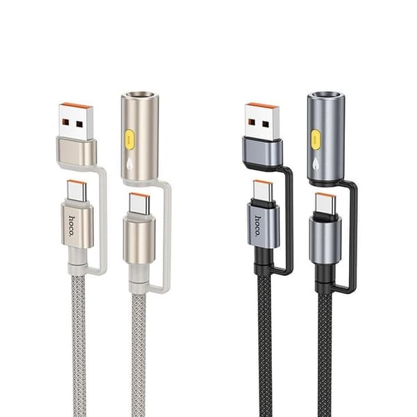Hoco USB-A/USB-C Till USB-C Cigarettändare 60W 3A Kabel 1.2m U138 - Grå Grå