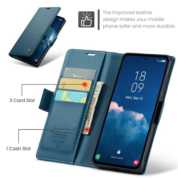 CASEME Plånboksfodral Konstläder för Samsung Galaxy A35 5G - Blå