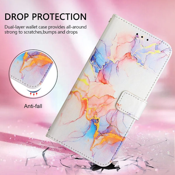 OnePlus 15 Plånboksfodral Marble Pattern Konstläder Vit