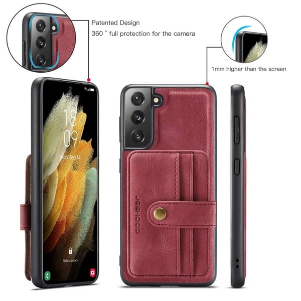 JEEHOOD Detachable Walletskal för Samsung Galaxy S20 Plus Röd