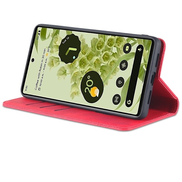AZNS Smooth Design Konstläder Plånboksfodral för Google Pixel 6 Pro - Röd