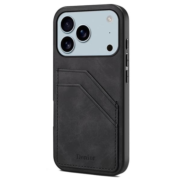 DENIOR Mobilskal till iPhone 17 Pro PU-läder + TPU + PC - Svart