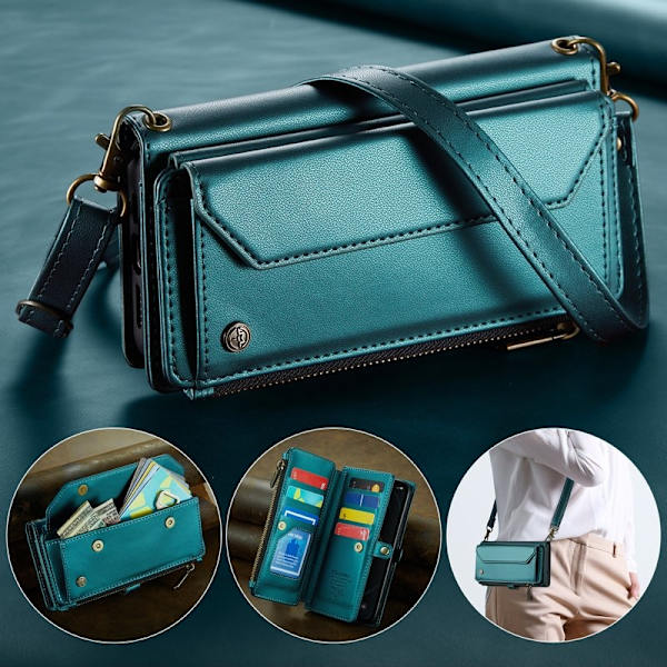 CASEME Plånboksfodral Konstläder för iPhone 12 Pro Max - Grön