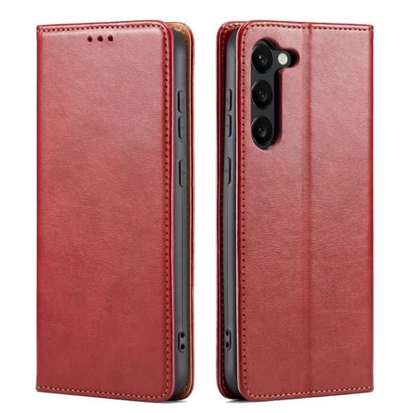 FIERRE SHANN för Samsung Galaxy S24 Plånboksfodral Konstläder - Röd