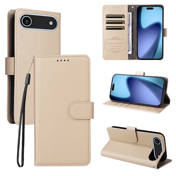 iPhone Air Plånboksfodral RFID Blocking med Handledsrem Beige
