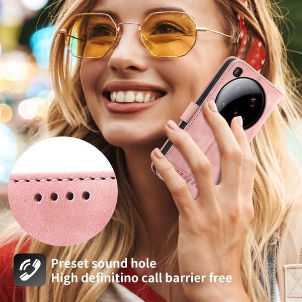 DIERFENG DF-03 för Xiaomi 15 Ultra Plånboksfodral Konstläder - Rosa