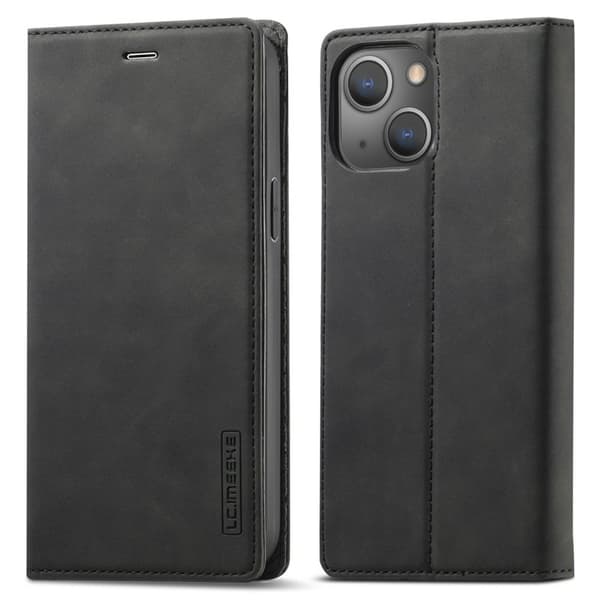 LC.IMEEKE iPhone 14 Plånboksfodral Konstläder Ställ Flip - Svart