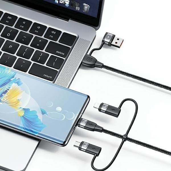 USAMS U85 Kabel 6-i-1 USB-C/USB/MicroUSB/Lightning 100W 2m - Lilla