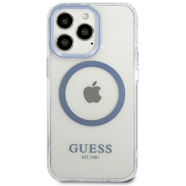 Guess iPhone 13 Pro Skal Magsafe Metal Outline - Sininen Blå