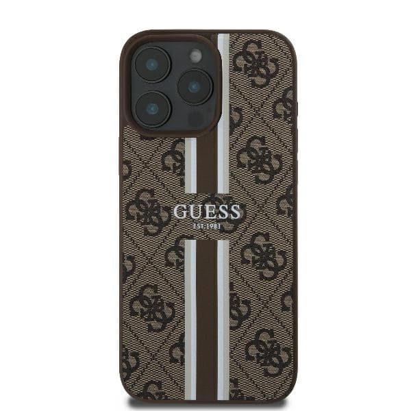 Guess Mobilskal till iPhone 16 Pro Max MagSafe 4G Printed Stripes - Brun Brun