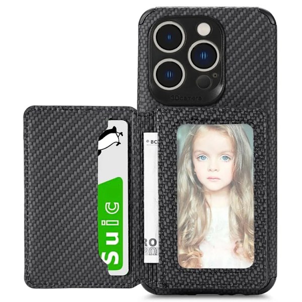iPhone 14 Pro Max Mobilskal Korthållare - Svart Svart