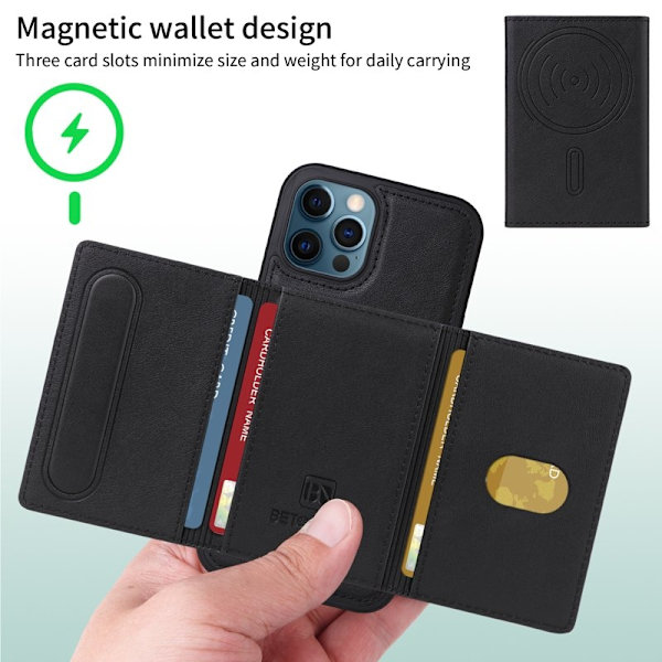 BETOPNICE iPhone 12 Pro Max Plånboksfodral Konstläder - Svart