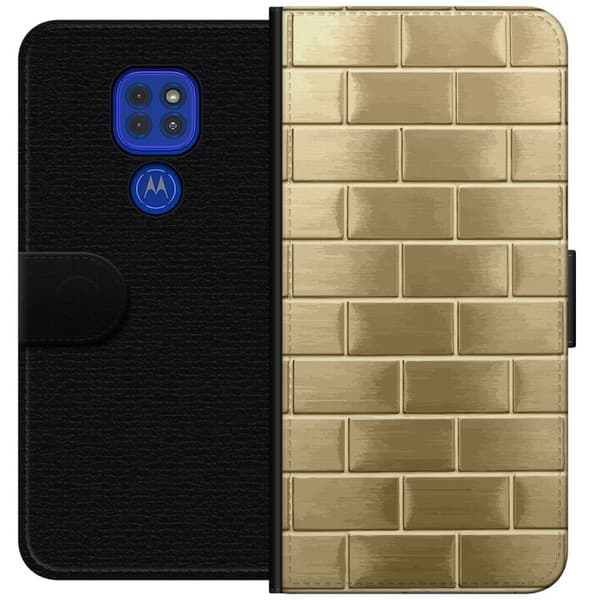 Pung-etui til Motorola Moto G9 Play med Gyldne Mursten