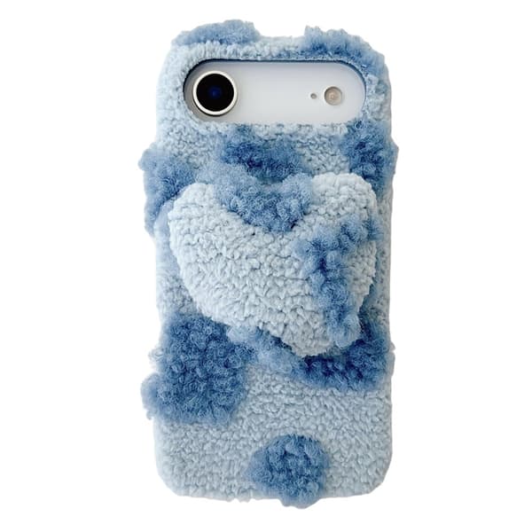 Mobilskal till iPhone Air 3D Heart Plush TPU Winter Warm Soft - Blå Blå