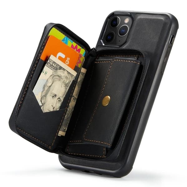 JEEHOOD Mobilskal till iPhone 11 Pro Magnetiskt Konstläder Svart