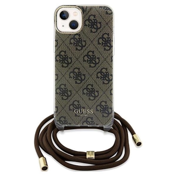 Guess iPhone 15/14/13 Mobilskal Crossbody Cord Print - Brun