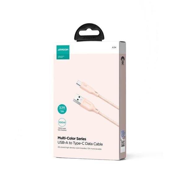 Joyroom USB-C till USB-A kabel 100W 1m Multi-Color - Rosa Rosa
