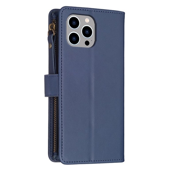 iPhone 15 Pro Max Plånboksfodral Zipper Flip - Blå Blå