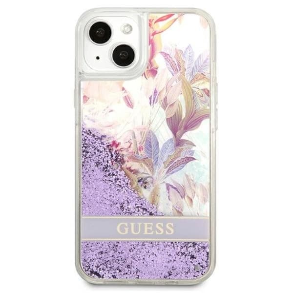 Guess iPhone 13 mini Skal Flower Liquid Glitter - Lila Lila