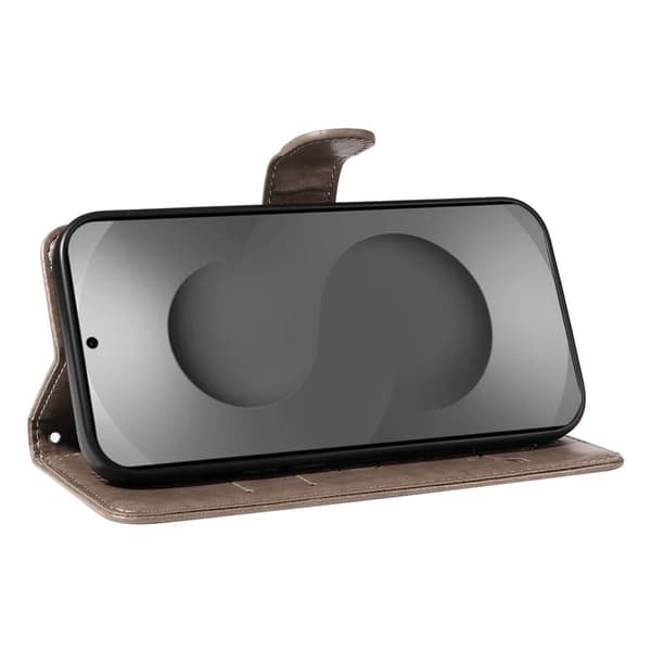 Samsung Galaxy S26 Ultra Plånboksfodral Konstläder Blommönster - Grå