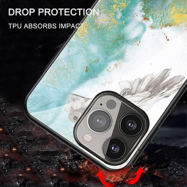 Anti-Scratch Hærdet Glas Skærmbeskytter iPhone 13 Pro - Hvid Marble Vit