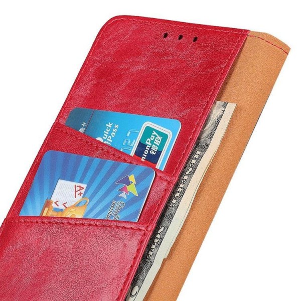 Sony Xperia 5 IV lompakkokotelo aitoa nahkaa Crazy Horse - punainen