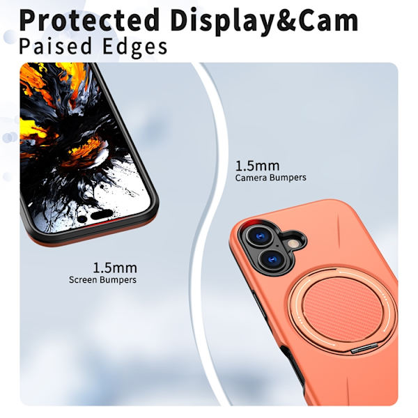 Mobilskal till iPhone 16 Plus MagSafe Rotating Kickstand TPU + PC Orange