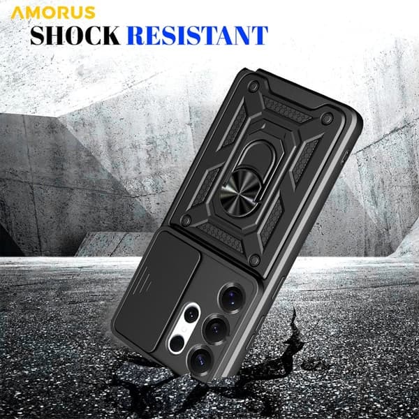 AMORUS Mobilskal till Samsung Galaxy S26 Ultra Kickstand PC + TPU - Silver