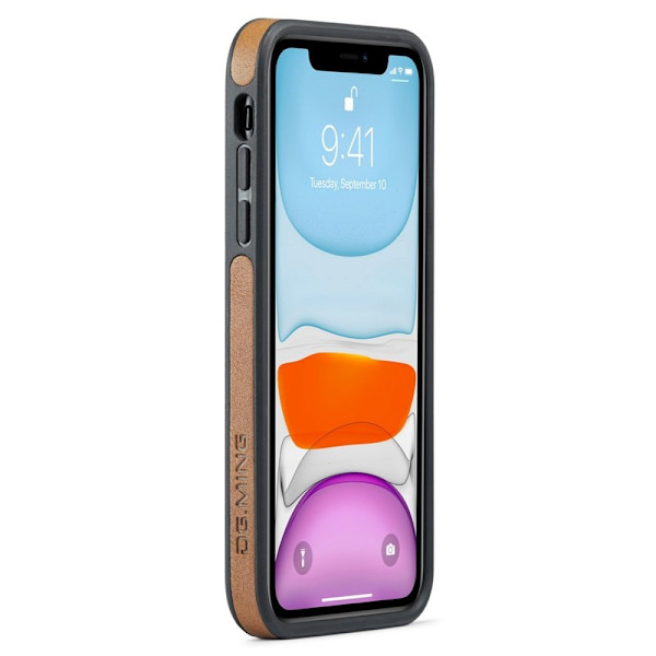 DG.MING Mobilskal till iPhone 11 PU Läder Coated PC+TPU - Brun
