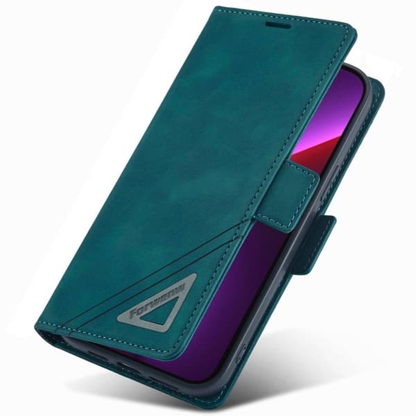 FORWENW F3-Series iPhone 13 Plånboksfodral Konstläder - Cyan