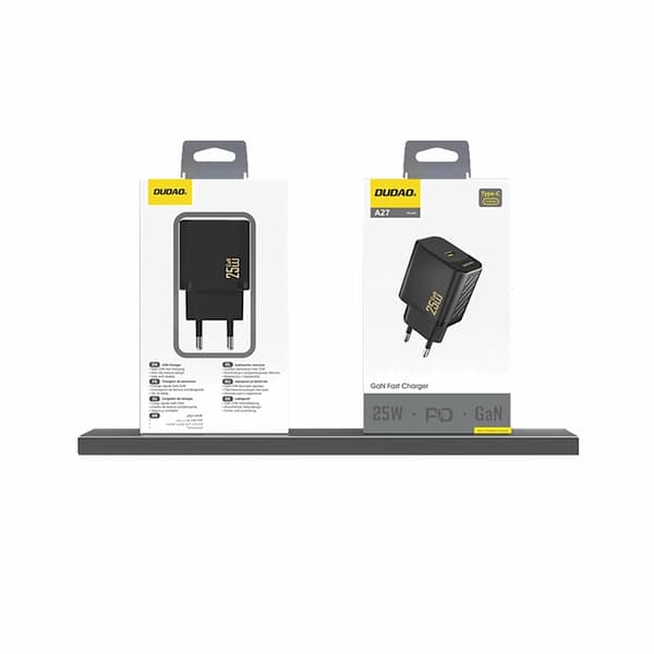 Dudao Hurtigoplader 25W A27S GaN USB-A - Sort Svart
