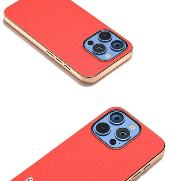 ABEEL Mobilskal till iPhone 16 Pro Electroplating Röd äkta läder