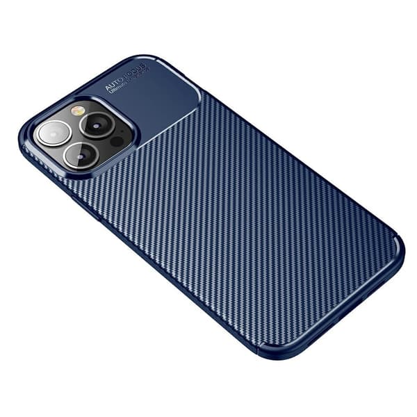 Carbon Fiber Telefontaske til Apple iPhone 13 Pro - Blå Blue