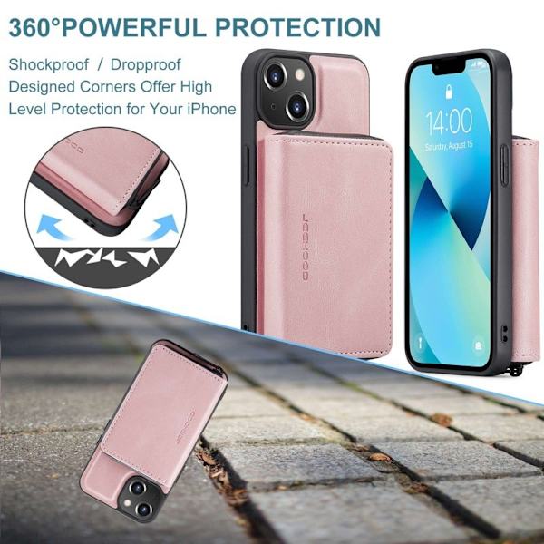 JEEHOOD Mobilskal till iPhone 14 Plus Shockproof KonstLäder Rosa