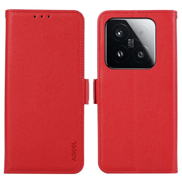 ABEEL Mobilskal till Xiaomi 15T KonstLäder RFID-Skydd Röd