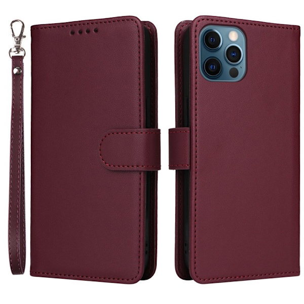 BETOPNICE iPhone 12 Pro Max Plånboksfodral Konstläder - Vinröd