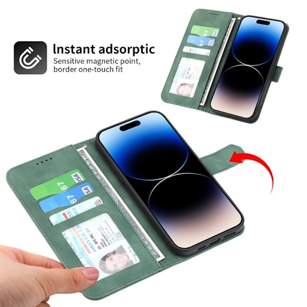 DIERFENG DF-03 Plånboksfodral i Konstläder för iPhone 12 Pro Max - Grön