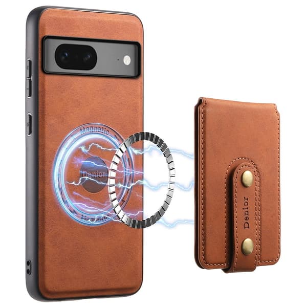 DENIOR D14 Google Pixel 7 5G Magnetfodral PU+PC+TPU Brun