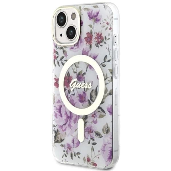 Guess iPhone 14 Plus Mobilskal MagSafe Flower - Transparent Transparent