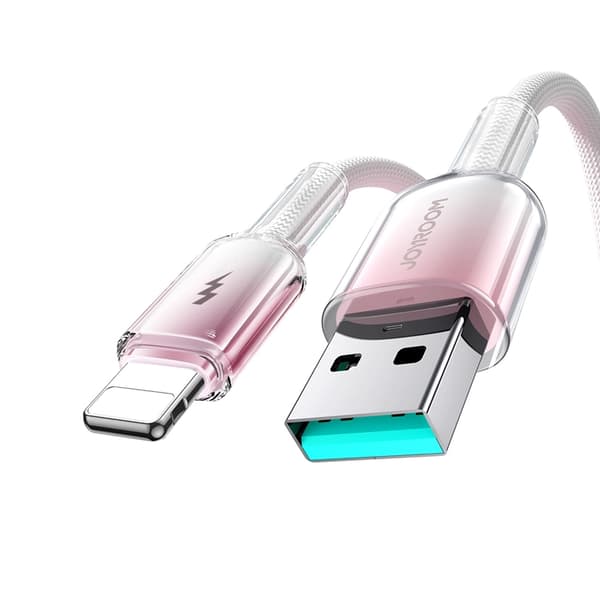 Joyroom S-A42 USB-A - Lightning 3A 1.2m Kabel Krystalklar Serie - Hvid Vit
