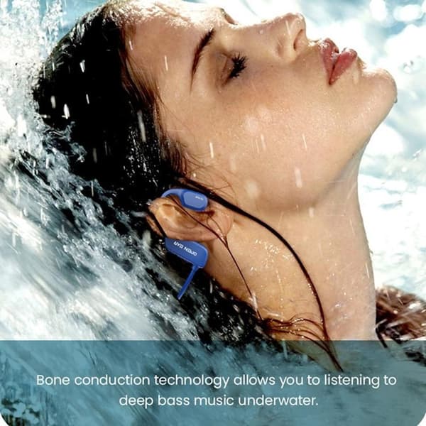 Vattentäta Open-Ear Hörlurar Bluetooth med 8GB Minne för Simning Bone X2 Blå