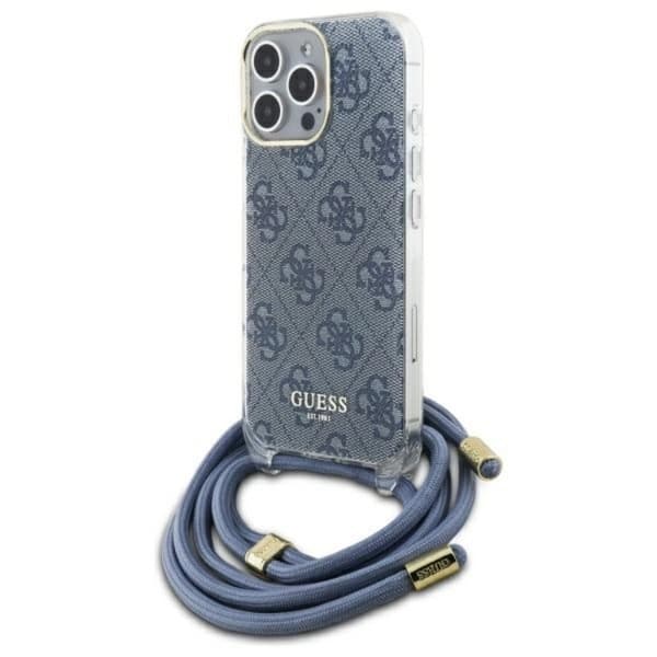 Guess telefontaske til iPhone 16 Pro Crossbody Cord 4G Print - Blå Blå