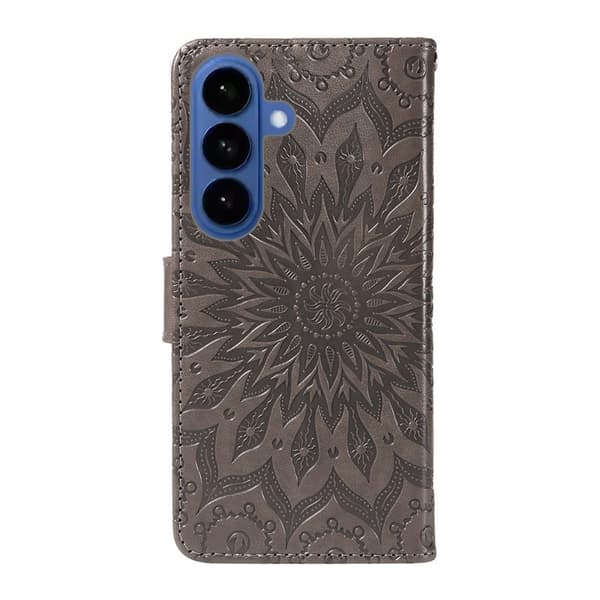 Samsung Galaxy S26 Plus Plånboksfodral Konstläder Solrosprägling - Grå