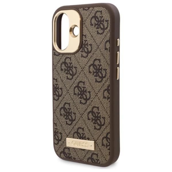 Guess Telefontaske til iPhone 16 Plus MagSafe 4G Logo Plate - Brun Brun