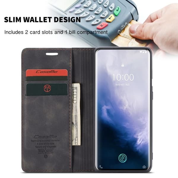CASEME 013 Mobilskal för OnePlus 7 Pro Plånboksfodral Svart