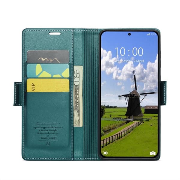 CASEME Xiaomi 14T Pro Plånboksfodral Konstläder RFID-Skydd Grön