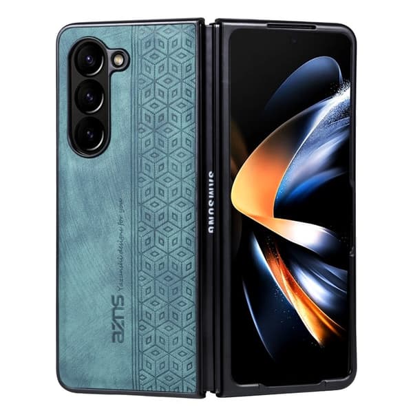 AZNS Samsung Galaxy Z Fold5 Plånboksfodral Konstläder - Grön